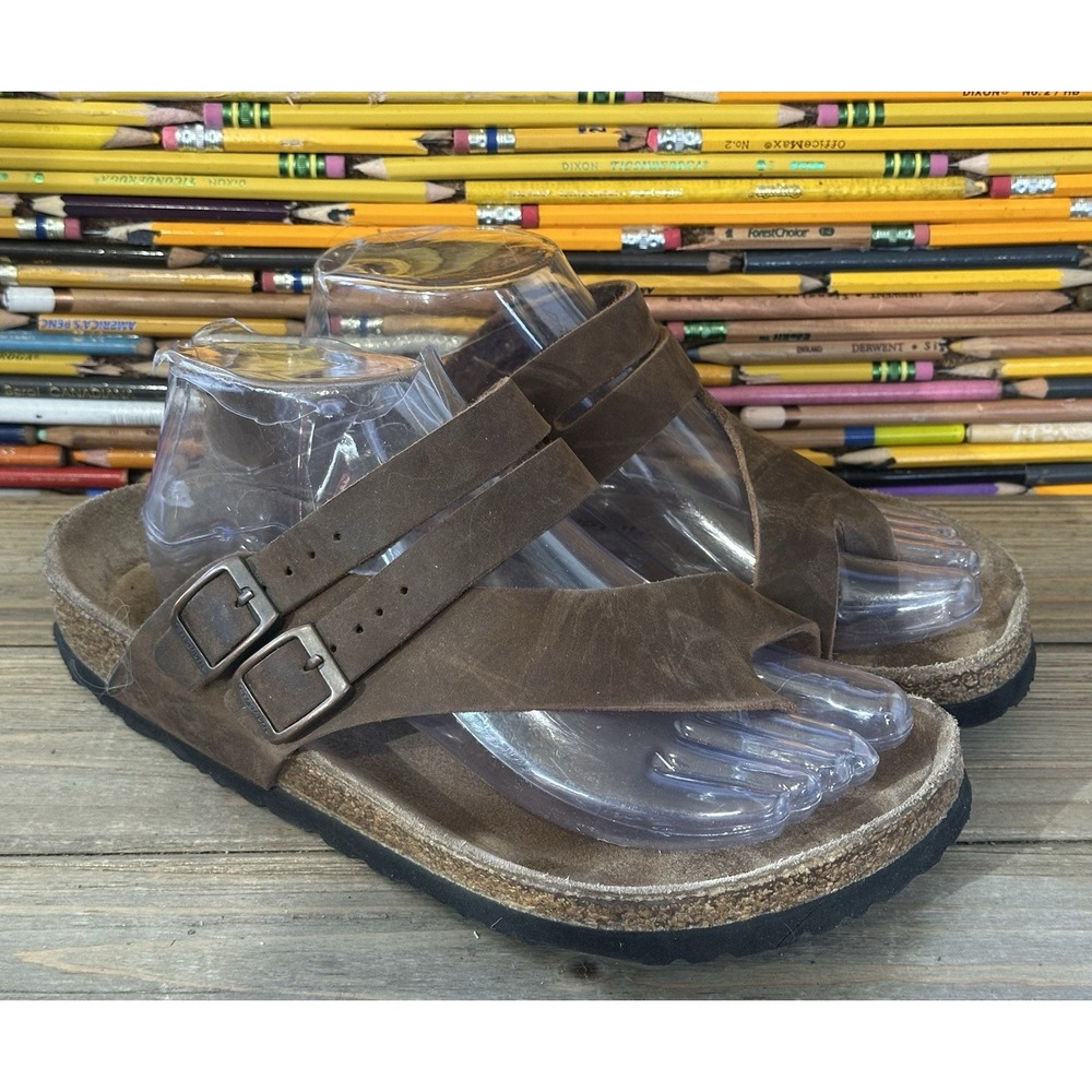 Aerothotic Kaizen Leather Slide Sandals Brown BOHO Women's Sz 39 / 8